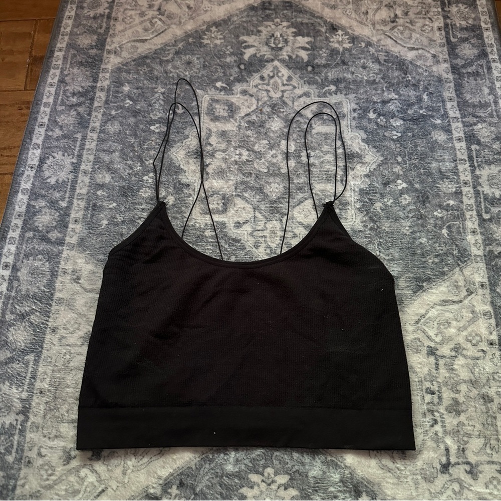 UO Black Strappy Crop Top